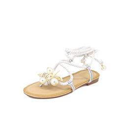 QUEEN HELENA Flip Flop Sandalen Flach Damen, Y4004 Silber, 37 EU von QUEEN HELENA