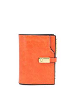 QUEEN HELENA Kurze Schmale Geldbörse Brieftasche mit Kartenfach PF22-6 Orange von QUEEN HELENA