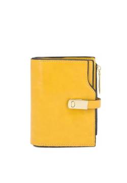 QUEEN HELENA Kurze Schmale Geldbörse Brieftasche mit Kartenfach PF22-6 gelb von QUEEN HELENA