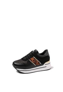 QUEEN HELENA Lässige Sneakers mit Keilabsatz für Damen X29-26 Leopard, 38 EU von QUEEN HELENA