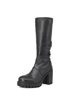 QUEEN HELENA Lederstiefel mit Absatz für Damen L317 Schwarz, 41 EU von QUEEN HELENA