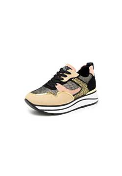 QUEEN HELENA Plateau-Sneakers für Damen Turnschuhe mit Keilabsatz X27-26 Beige 40 von QUEEN HELENA