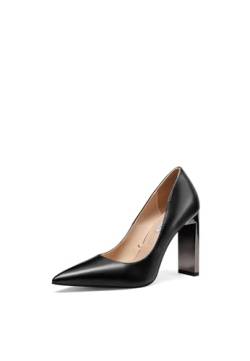 QUEEN HELENA Pumps mit hohem Absatz, breite Schuhe, elegante spitze Schuhe für Damen K3331, Schwarz Pu, 38 EU von QUEEN HELENA