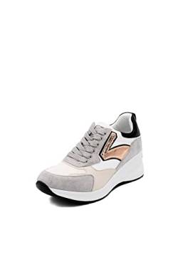 QUEEN HELENA Sneakers Platform Hohe Turnschuhe mit Keilabsatz Erhöhung Casual Leicht Damen X28-41, x28 40 grau, 37 EU von QUEEN HELENA