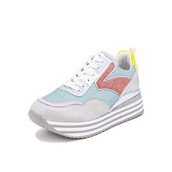 QUEEN HELENA Sneakers mit Erhöhter Sohle Lässige Plateau-Sneakers mit Keilabsatz für Damen X26-14 bunt, 39 EU von QUEEN HELENA