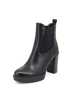 QUEEN HELENA Stiefeletten Chelsea Stiefeletten ohne Verschluss mit Plateauabsatz Winter Damen X27-123, Schwarz , 37 EU von QUEEN HELENA