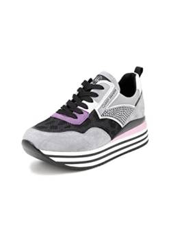 QUEEN HELENA Turnschuhe mit Keilabsatz Plateau-Sneakers für Damen X27-34 Grau, 37 EU von QUEEN HELENA