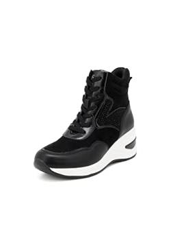 QUEEN HELENA Turnschuhe mit Plateau Sneaker High für Damen x27 40 schwarz, 36 EU von QUEEN HELENA