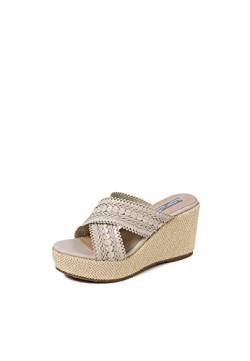 QUEEN HELENA Wedge Sandalen Damen ZM9433 Weiß, 38 EU von QUEEN HELENA