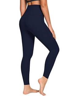 QUEENIEKE Damen-Yoga-Leggings, hohe Taille, Laufhose, Workout-Strumpfhose, 15,2 cm, Dunkelblau, S von QUEENIEKE