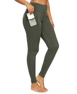 QUEENIEKE Damen Yoga Leggings Power Flex Mesh Mittlere Taille 3 Handytasche Gym Laufhose von QUEENIEKE