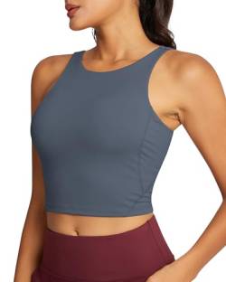 QUEENIEKE Sport BH Damen ohne Bügel Rückenfrei Gepolstert Longline Sport Bra High Neck U Rücken Mittlerer Stark Halt Fitness Gym Yoga Crop Top Englisches Herrenhaus L von QUEENIEKE