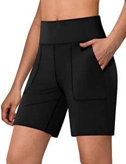 QUEENIEKE Sporthose Damen Kurz Hose, Laufshorts, Radlerhose für den Sommer, atmungsaktiv mit Taschen, geeignet für Jogging, Fitness und Gym Größe M Farbe Schwarz UK von QUEENIEKE