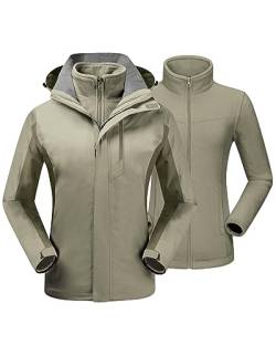 QUEENIEKE Wasserabweisend Outdoorjacke Softshelljacke 3 In 1winddicht Atmungsaktiv Funktionsjacke Mit Abnehmbarer Kapuze S Bohnenpaste Grün von QUEENIEKE