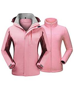 QUEENIEKE Wasserabweisend Outdoorjacke Softshelljacke 3 In 1winddicht Atmungsaktiv Funktionsjacke Mit Abnehmbarer Kapuze S Kamelpulver von QUEENIEKE