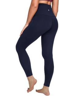 QUEENIEKE Yoga Hosen Damen-hohe Taillen Yoga Leggings mit Tasche Trainings Strumpfhosen für Laufen Fitness(Dunkelblaue Thermo Funktion, S) von QUEENIEKE