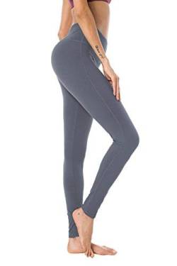 QUEENIEKE Yoga Leggings mit Tasche Klassische Bauchkontrolle Mittlere Taille Laufhose Workout Sporthose für Damen Farbe Dunkelgrau Größe S（4/6） von QUEENIEKE