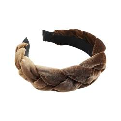 Geflochtenes Haarband, Samt, geflochtenes Stirnband, Damen, breites Vintage-gepolstertes Stirnband für Frauen und Mädchen Joggen Stirnband Damen (Brown, One Size) von QUINTRA