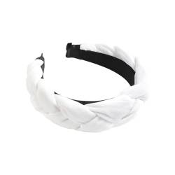 Geflochtenes Haarband, Samt, geflochtenes Stirnband, Damen, breites Vintage-gepolstertes Stirnband für Frauen und Mädchen Joggen Stirnband Damen (White, One Size) von QUINTRA