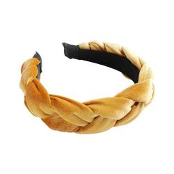 Geflochtenes Haarband, Samt, geflochtenes Stirnband, Damen, breites Vintage-gepolstertes Stirnband für Frauen und Mädchen Joggen Stirnband Damen (Yellow, One Size) von QUINTRA