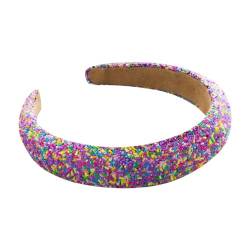 Knoten Glitzer Stirnband Weiches Stirnband Bar Bühne Singen Tanz Party Stirnband Glitzer Haarschmuck für Frauen und Mädchen Dünnes Stirnband (Purple, One Size) von QUINTRA