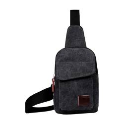 Männer Taille Pack Leinwand Brust Tasche Koreanische männer Tasche Casual Kleinen Rucksack Schulter Tasche Multifunktionale Sport Umhängetasche Umhängetaschen Damen Stoff (Black, One Size) von QUINTRA