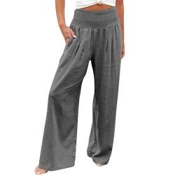 QUINTRA Damen-Hosen mit hoher Taille und Pailletten, locker drapiert, weites Bein, modische Freizeithose Jeanshose Mit Glitzer (Grey, M) von QUINTRA