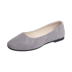 QUINTRA Damen- und Mädchen-Schuhe, einfarbig, große Größe, zum Hineinschlüpfen, flach, flach, bequem, lässig, einzelne Schuhe Sommer Damenschuhe 42 (Grey, 35) von QUINTRA