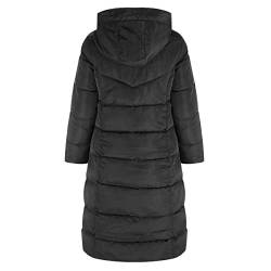 QUINTRA Damen verdickter Mantel, warmer Winter-Hoodie, durchgehender Reißverschluss, einfarbig, schmal, lange Outwear-Manteljacke mit Tasche Winterjacke Damen Größe 50 52 (Black, XXXL) von QUINTRA