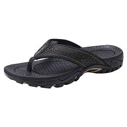 QUINTRA Herren-Flip-Flop-Tanga-Sandalen für den Innen- und Außenbereich, Strandschuhe Bequeme Schuhe Herren (Black, 48) von QUINTRA