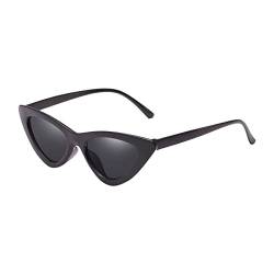 QUINTRA Retro-Sonnenbrille für Damen, modische Katzenaugen-Sonnenbrille im europäischen und amerikanischen Stil, Dreiecks-Sonnenbrille Polbrille (Black, One Size) von QUINTRA