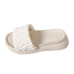 QUINTRA -Sommer-Slipper aus einfarbigem, plissiertem mit freiliegender Zehenpartie und Dicker Sohle Schuhe Damen Sommer Elegant (White, 39) von QUINTRA