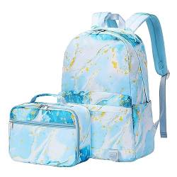 Rucksack Weibliche Süße Druck Student Schul Weiblichen Rucksack Mode Weibliche Tasche Zwei Stück Set Kinder Rucksäcke Löwe (Sky Blue, One Size) von QUINTRA