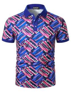 QUNERY Herren Golf Poloshirts Kurzarm Sommer Poloshirt Regular Fit Urlaub Casual Polohemd Atmungsaktives Print Poloshirts Farbe S von QUNERY