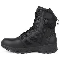 QUNLON Militär Stiefel Herren Kampfstiefel Herren Schwarz Springerstiefel Einsatzstiefel Herren Atmungsaktiver Tactical Boots Bundeswehr Stiefel mit YKK-Zipper-38EU von QUNLON