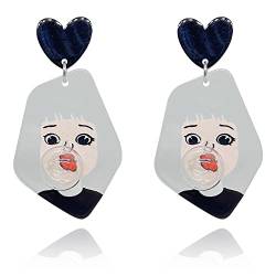 QUPENGXU Kreatives Design Lustige Ohrringe Mädchen Blasen Frau Ohrringe Exquisite Acryl Cartoon Ohrringe für Frauen Mädchen, Acryl, np von QUPENGXU