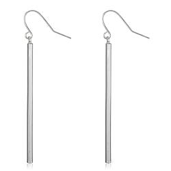 QUPENGXU Simplicity Lange geometrische Tropfen-Ohrringe, glänzend, gerade Linie, Ohrringe für Frauen und Mädchen, Metall, np von QUPENGXU