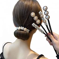 4 Stücke Blume Perle Haarknoten macher Twist Stirnband Donut-Brötchen-Maker Lazy Frisur Zubehör für Frauen Mädchen von QUUPY