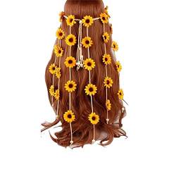 Sonnenblumen-Haarband, Hippie-Stirnband, Blumenkrone, böhmische Sonnenblumen, Perlen, anpassbarer Blumenkopfschmuck, Haarschmuck, Kopfschmuck, Haarschmuck für Damen, Hochzeit, Party, Festivals von QUUPY