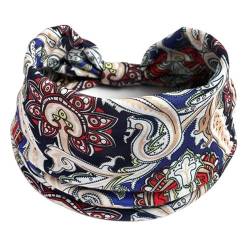 QUVLOTIAZJ Boho Blumendruck Breite Stirnbänder Vintage Knoten Elastischer Turban Headwrap für Frauen Mädchen Baumwolle Weiches Bandana Haarschmuck von QUVLOTIAZJ