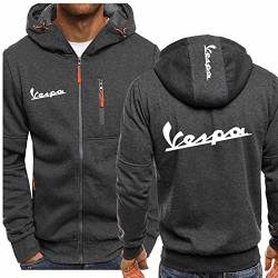 QWEIAS Dünne Hoodies-Jacke für Herren – Servizio Vespa-Print Langarm-Sweatshirts Pullover Frühling Sommer Full Zip Coats Sports Hooded Tops(Color:A2,Size:2XL), XXL von QWEIAS