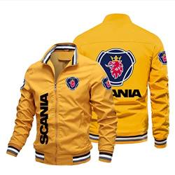 QWEIAS Unisex Frühling dünne Jacke – SCANIA Motorrad winddichte Oberbekleidung Mantel mit durchgehendem Reißverschluss – Jugendgeschenk(Color:Yellow,Size:2XL) von QWEIAS