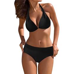 Armuhr Wasserdicht Bademode Badeanzug Bandeau Up Brasilianische Beachwear Bikini Damen Push Set Bandage Verstellbare Bademode Tankinis Set Jungs 98 Neckholder-Bikini Triangel-Set für Bikini-Frauen von QWUVEDS