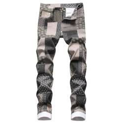 Bequeme Herren-Hose mit Fransen, weitem Bein, Hip-Hop-Slouchy-Jeans Herren Mode (Grey, XL) von QWUVEDS