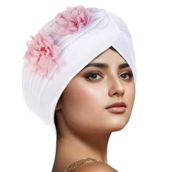 Damen-Hijab-, indischer Hut, muslimische Mode, Straßenfotografie, Baotou-Hut, Kopftuch Hüftgürtel Herren (White, One Size) von QWUVEDS