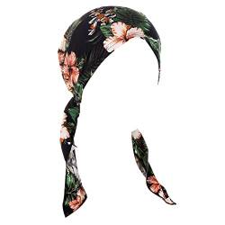 Damen Sommer Baumwolle Bedruckte elastische Kopfbedeckung Muslimische Baumwolle Gebogene Kopfbedeckung Stirnbänder Damen Wintersport (Green, One Size) von QWUVEDS