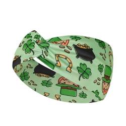 Damen-Stirnband zum St. Patrick's Day, grünes Stirnband, weiches Haarband, Sport-Stretch-Stirnband, breiter Knotenwickel für den St. Patrick's Day Haarspangen Baby Mädchen (C, 24x10x2cm) von QWUVEDS