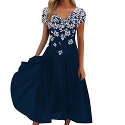 Damenkleid Lässige Mode Damen Chiffon V-Ausschnitt Kleid mit mittleren Ärmeln Strickkleid Spitze Freizeitkleid Elegant A-Linie Kleid Damen Sommerkleid Für Damen von QWUVEDS