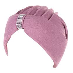 Ethnische böhmische Strass-Haar-Abdeckung, Turban-Kopfbedeckung, Turban-Kappe für Frauen, Hut-Kappe Fitness Stirnband Winter (E, One Size) von QWUVEDS