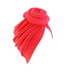 Frauen Kopftuch Hut Mütze Haar Schal Turban Kopftuch Turban Hüte Kopfbedeckung Vibrationsdämpfer Tennisschläger (Red, One Size) von QWUVEDS